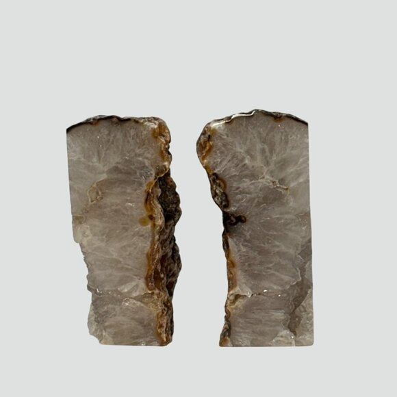Crystal bookends, Agate Stone with Geode Center, Natural Bookshelf Decor (DB) - Picture 6 of 14